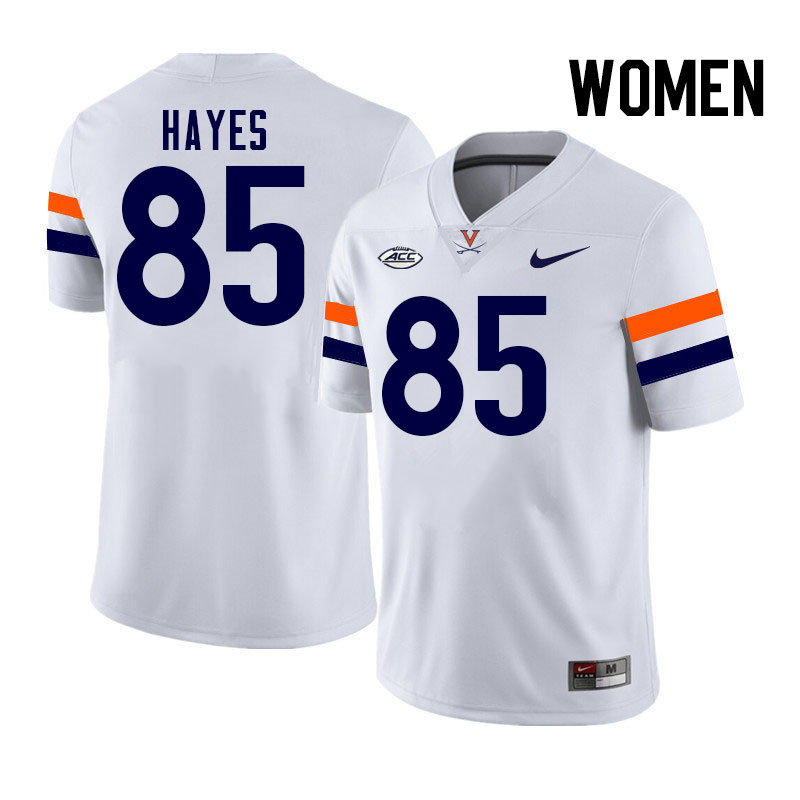 Women Virginia Cavaliers #85 Jewett Hayes College Football Jerseys Stitched-White